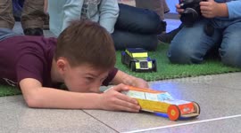 Précised movement of self-made vehicles, made by children in St. Petersburg, Russia