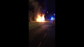Taxi catches fire in Yeadon, UK