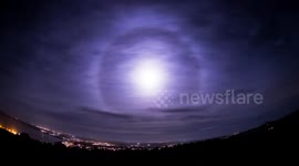 Rare lunar 'moon halo' phenomenon illuminates UK night sky