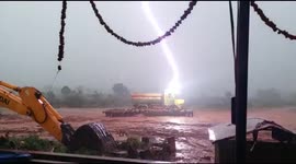 Terrifying moment lightning strikes truck and kills 43 sheep in south India