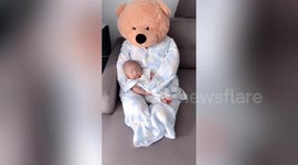 Mum shares genius parenting hack to soothe crying baby - and it involves a giant cuddly bear