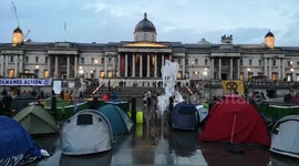 The Extinction Rebellion Protestors Camp In Trafalgar Square In London.