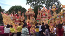 Colourful parades to mark the end of Buddhist lent in Thailand