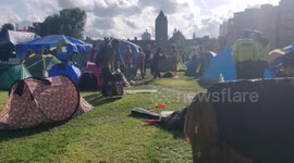 Climate activists have a 'rave' at Extinction Rebellion camp in London