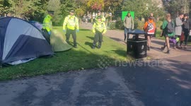 Tents get carried away as Extinction Rebellion evicted from Vauxhall Park