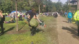 Policemen converge on Vauxhall Park during eviction