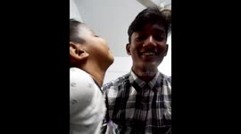 Little boy kissing so cute