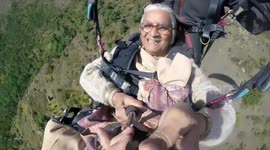 Totally chill Indian grandma films selfie video while paragliding for first time
