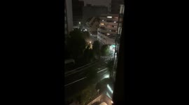 Typhoon Hagibis filmed from tower block in Tokyo's Ebisu district