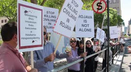Kurdish Human rights group protest Turkish invasion of northern Syria outside parliament in Cape Town