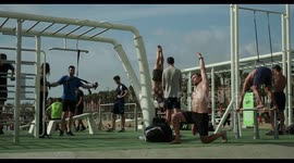 outdoor exercise area in la barceloneta beach, barcelona