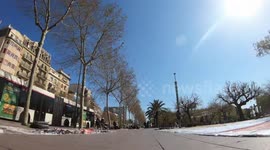 travelling down a street with lots of sellers of fake items, barcelona