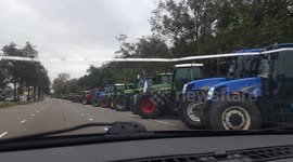 Hundreds of tractors line the streets of The Hague for farmer protest