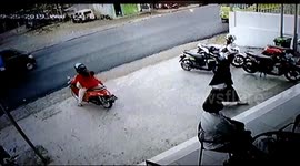 Scooter rider and son smash into truck after pressing accelerator by mistake