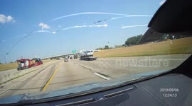 Dashcam captures moment concrete chunk smashes into windshield of Dallas driver