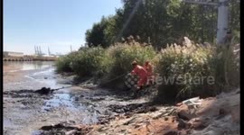 Firemen rescue elderly man trapped in wetland in northern China