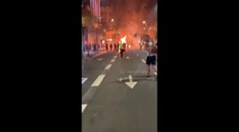 Barcelona Riots- fires in streets