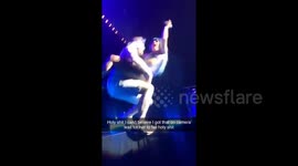 Lady Gaga's spectacular fall off stage at Las Vegas show caught on camera by front row fan