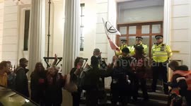 Extinction Rebellion protesters attempt to hand themselves in at Charing Cross police station