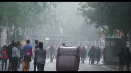 violence erupts between police and protesters at the general strike in barcelona 18 october 2019