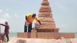Beautiful Sandcastle Festival On Beach In Thailand (With Royalty Free Music)