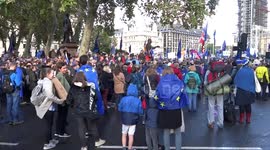 Peoples Vote March turned Parliament Square blue and yellow on the day of Brexit Deal Vote - 19 October 2019