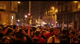 peaceful protesters in barcelona 19 october 2019