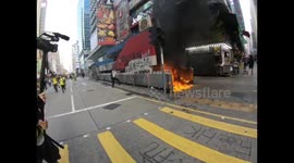 Hong Kong protesters set fire to Mong Kok MTR station