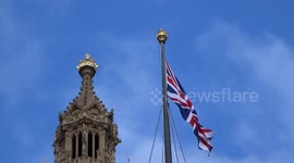 Busy time at College Green media ground on Saturday with Brexit Deal Vote underway in Parliament  - CBS News team at work