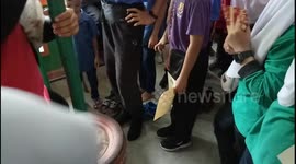 Group of schoolkids experience the Incredible durability of ostrich egg by standing on it
