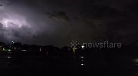 Lightning fills the sky above Dallas