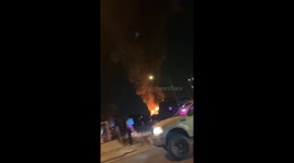 burning fire by the freeway