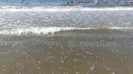 Tourists Enjoys Swimming In Ras EL Bar Beach