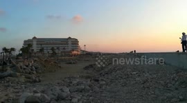 Couples Walk In Romantic Beach Sunset View