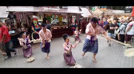 Traditional Thai Dance Performed In the Streets of Bangkok to  Attract Tourists