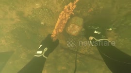 5 Rifles Found underwater while snorkeling underneath a bridge in a river