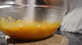 Food getting mixed and blend.