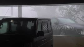 Raging Hurricane Force Wind And Sheets Of Rain As Typhoon Lingling Hits Japan