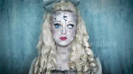 Norwegian makeup artist transforms herself into broken porcelain doll