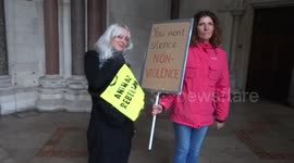 Extinction Rebellion supporters send message they won't be silenced by police crackdown at the Royal Courts of Justice as the Autumn Uprising legal case is heard in high court