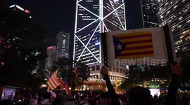 Hong Kong pro-democracy protesters rally in support of Catalan separatists