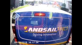 Van drive through red light very fast