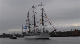 Argentina's Frigate A.R.A. Libertad arrives in London after 17 years