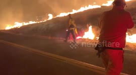 Firefighters work to stop advance of flames in #kincadefire Sonoma County CA