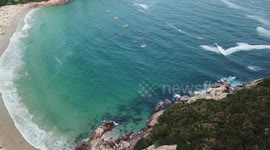 Shek O beach seen by drone