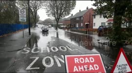 Flooding in Old Park Road Wednesbury, West Midlands.