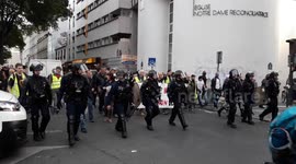 Yellow vest protest (Act 50) with the chilian association Frente Amplio. 26 oct 2019.Paris