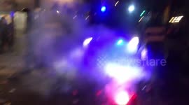 Protestors push back riot police in Barcelona