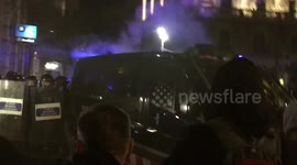 Protestors clash with police in Barcelona