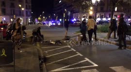 Rioters create barricades in Barcelona